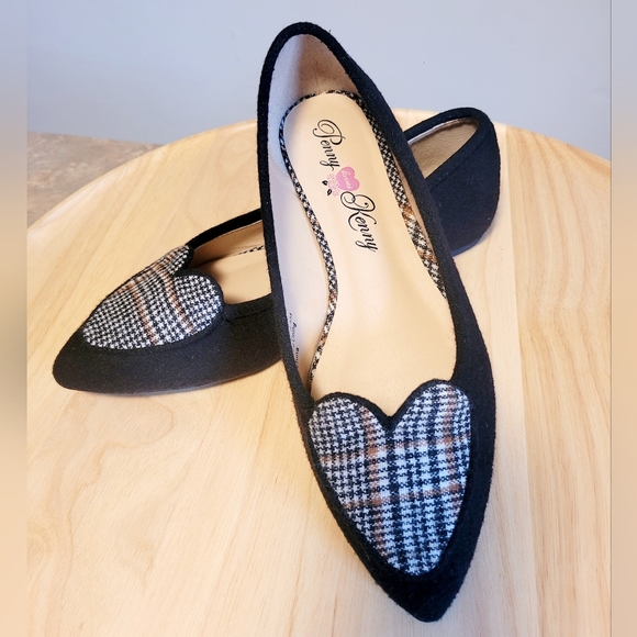 Penny Loves Kenny Shoes - Penny Loves Kenny 8.5 Nookie Plaid Shoes Black Fleece Flats